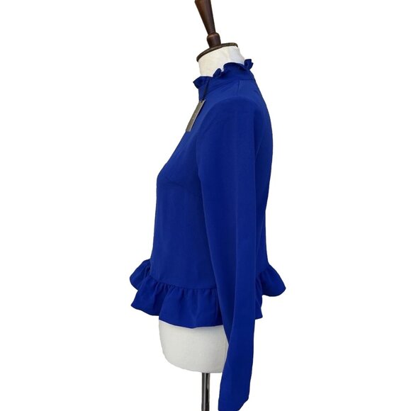 Code X Mode Women’s Blue Ruffle High Neck Top Size XS Polyester NWOT - Picture 11 of 12